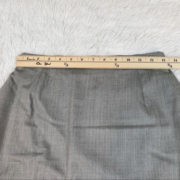 Escada wool blend straight pencil skirt knee length in gray high waisted slit - Picture 6 of 13